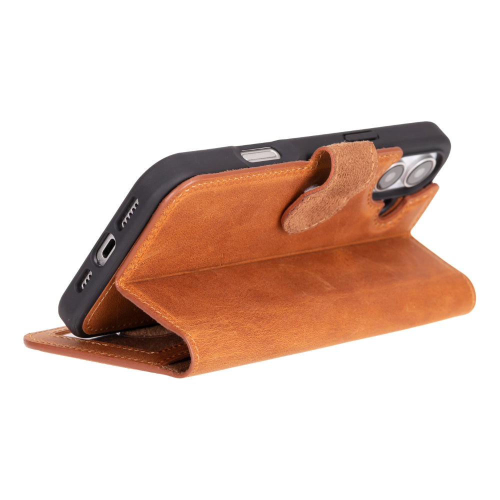 iPhone 16 Detachable Leather Wallet Case