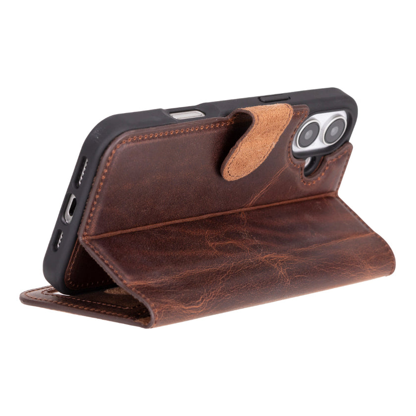 iPhone 16 Detachable Leather Wallet Case