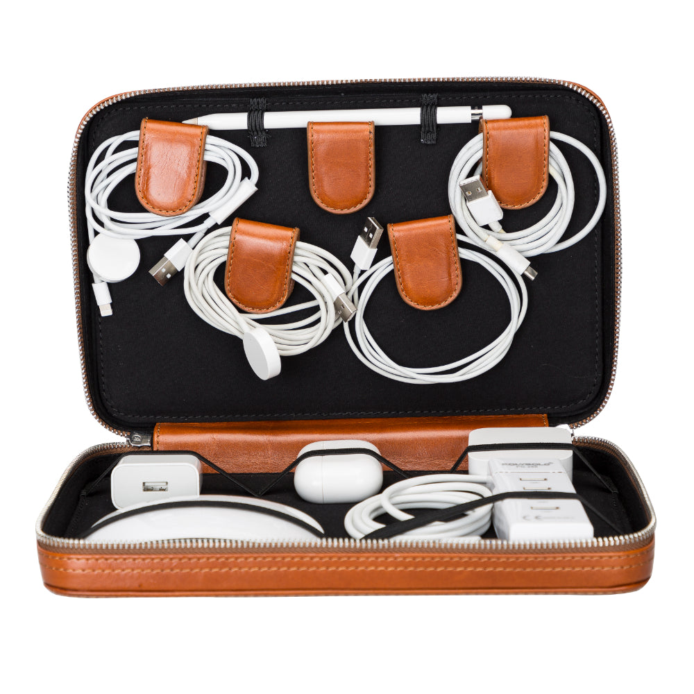 Epsilon Leather Travel Cable Organizer