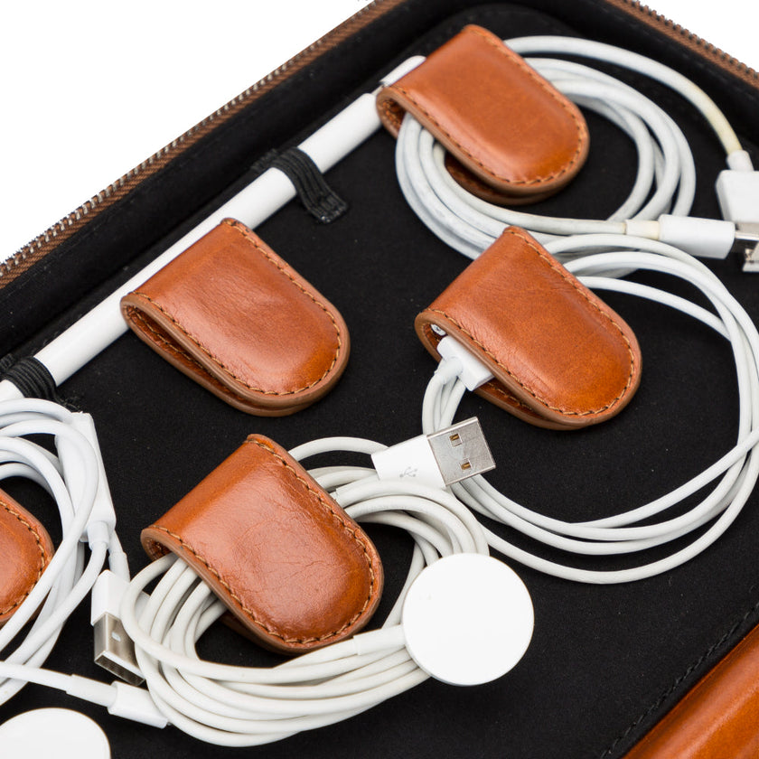 Epsilon Leather Travel Cable Organizer