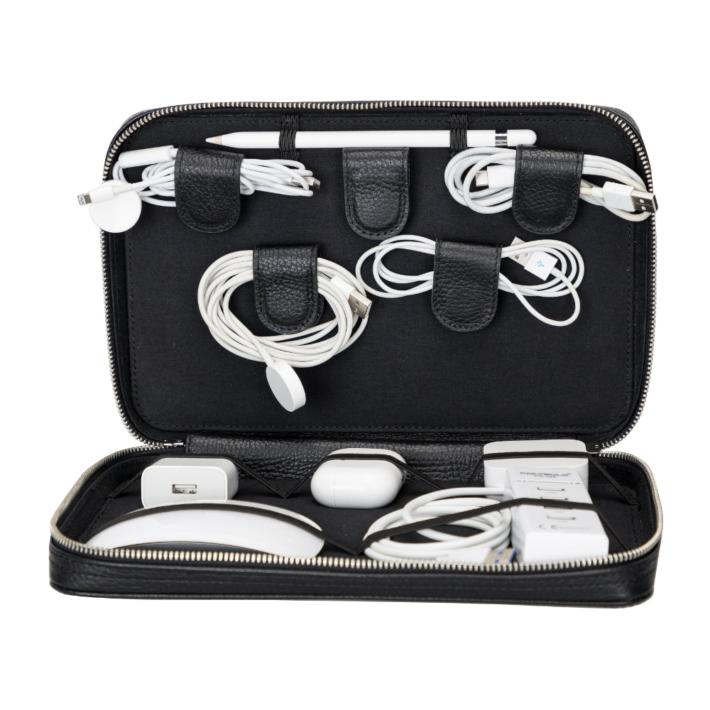 Epsilon Leather Travel Cable Organizer