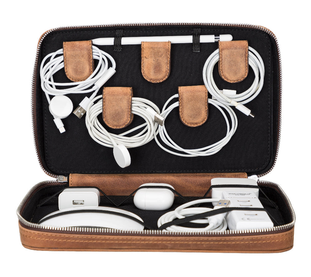 Epsilon Leather Travel Cable Organizer