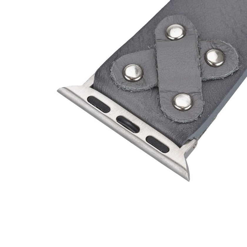 Leather Apple Watch Bands / Cross Style with Silver Trok TN2