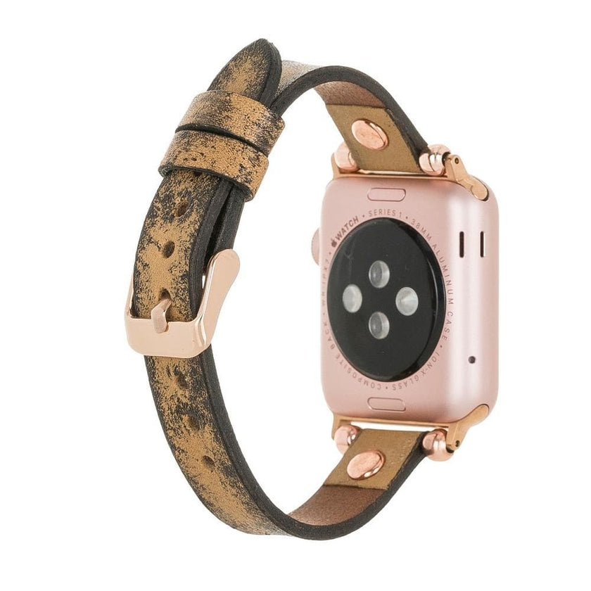 Leather Apple Watch Bands - Ferro Rose Gold Trok Style